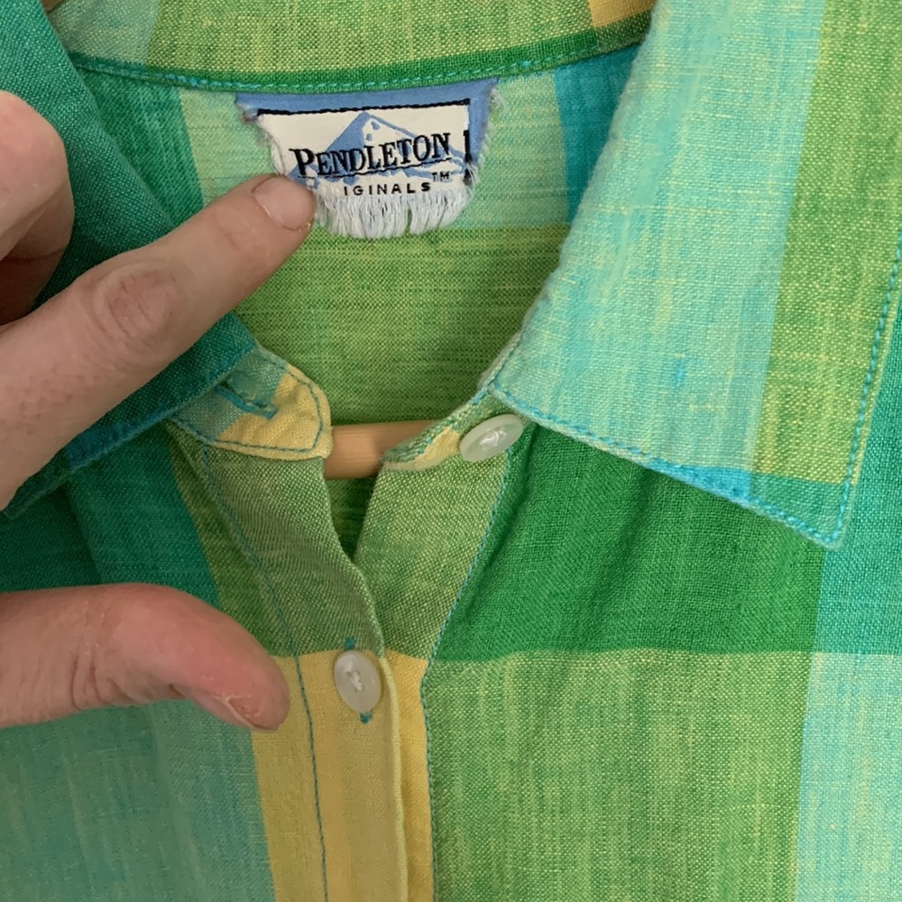 Pendleton Linen Madras Plaid Button Front Shirt - image 2